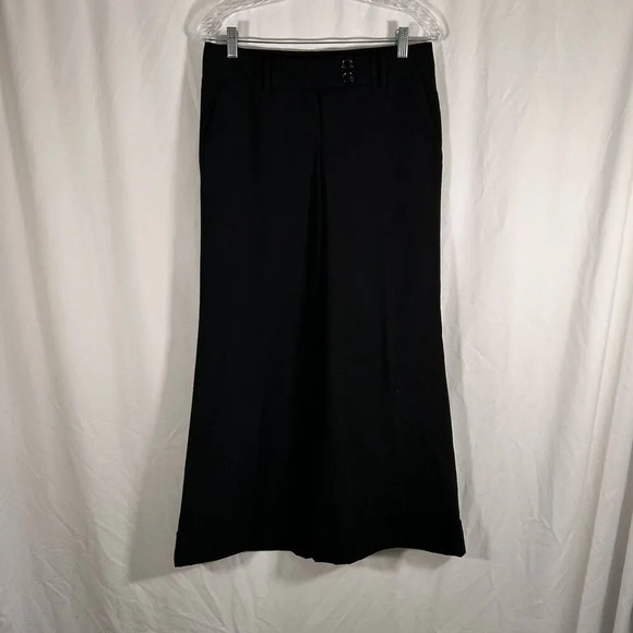 Express Dress Pants Women's 4 Black Editor Flare Wide Leg Pockets Button Zip - Picture 1 of 9
